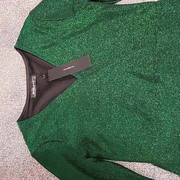 Women Sexy Party Dress V Neck Long Sleeve Stretchy Sparkle Glitter Bodycon Dress - Picture 7 of 10